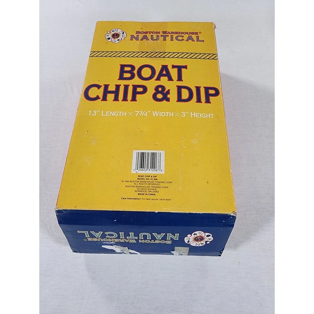 Vintage 1995 Boston Warehouse Chip & Dip Set Nautical Boat Coastal Beach Party